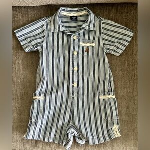 Baby Gap Classic Blue Stripe Button Down Shorty One Piece
